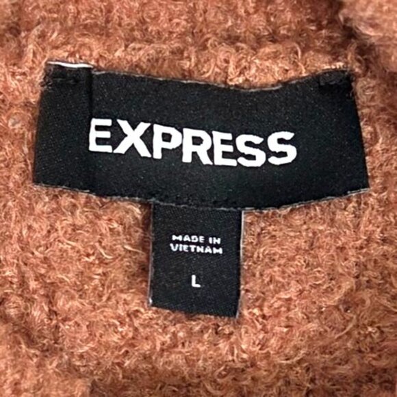 Express Womens Brown Textured Puffed Shoulders Long Sleeve Sweater Size L - Picture 5 of 6